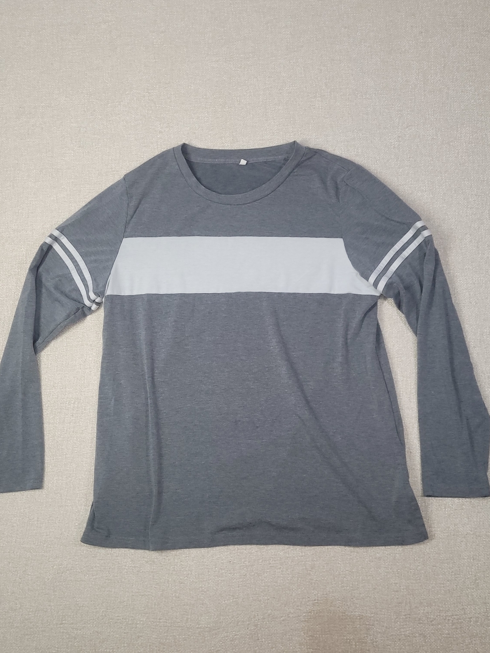 Heather Gray Long Sleeve Tee with White Chest Stripe